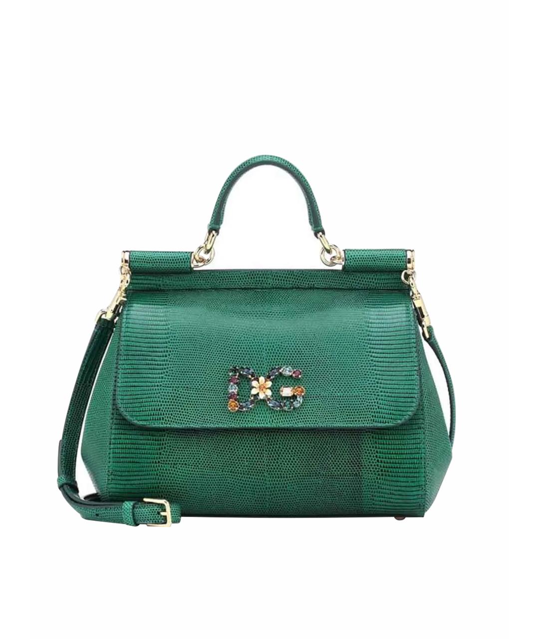 DOLCE&GABBANA Зеленая кожаная сумка с короткими ручками, фото 1