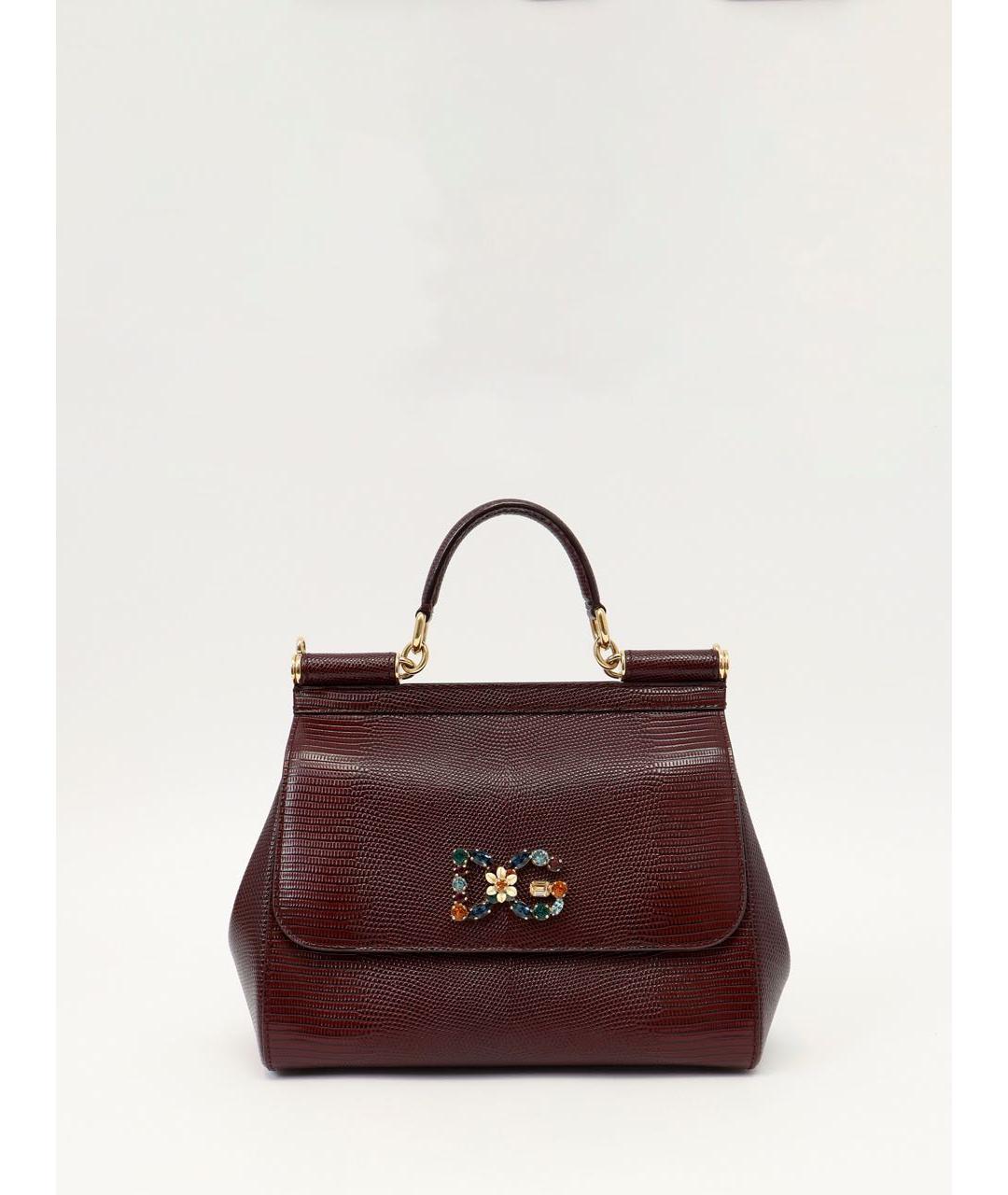 DOLCE&GABBANA Бордовая кожаная сумка с короткими ручками, фото 8
