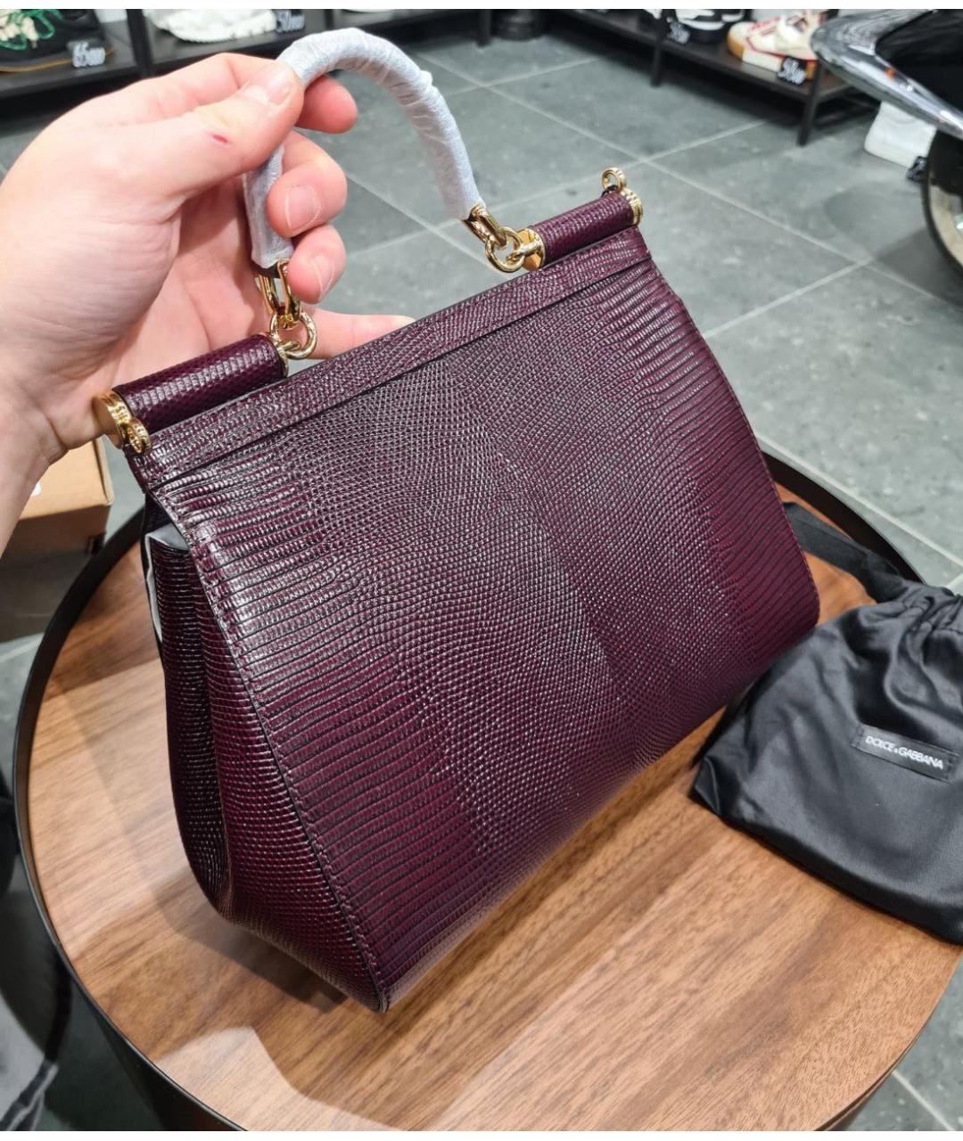 DOLCE&GABBANA Бордовая кожаная сумка с короткими ручками, фото 7