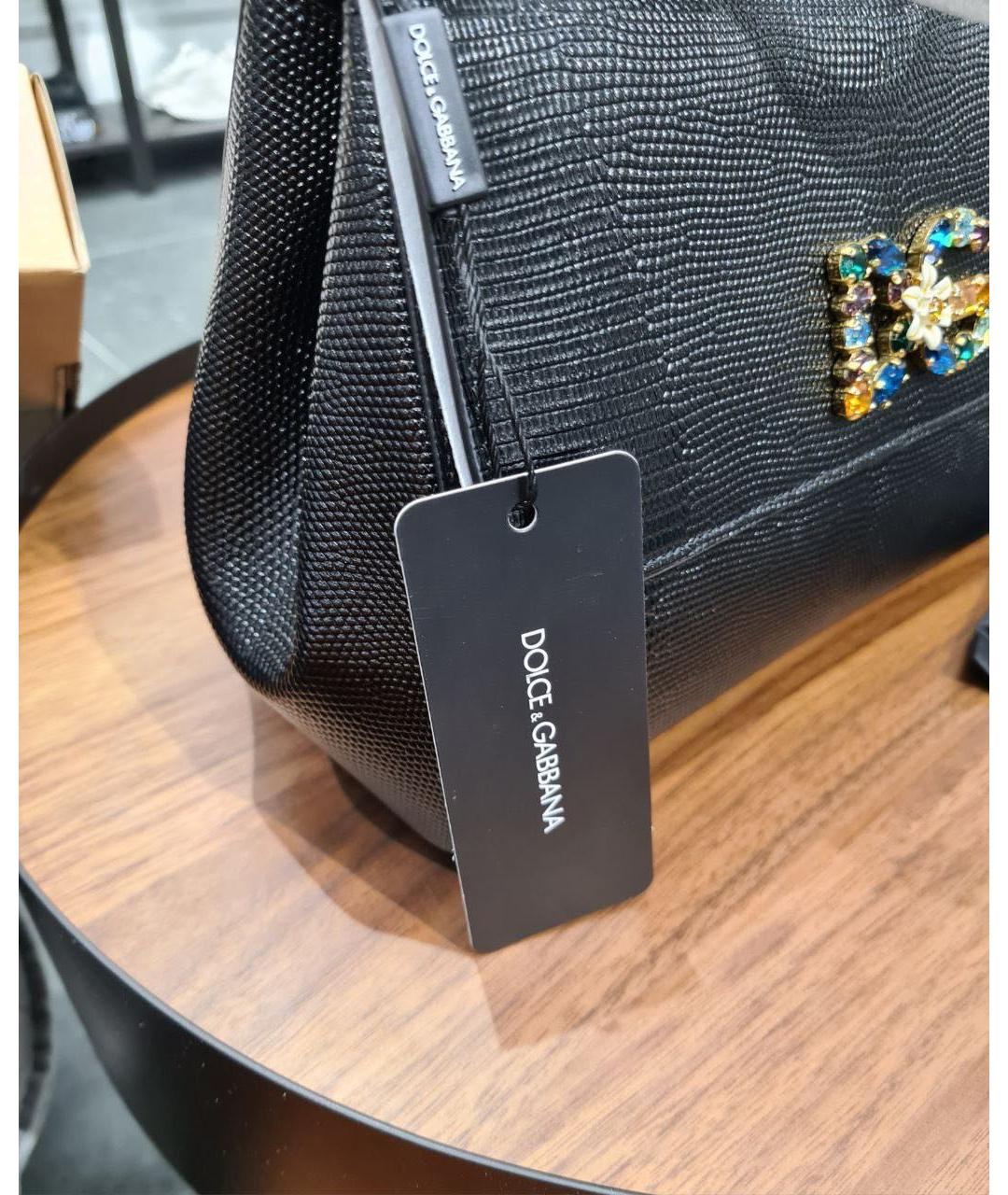 DOLCE&GABBANA Черная кожаная сумка с короткими ручками, фото 4