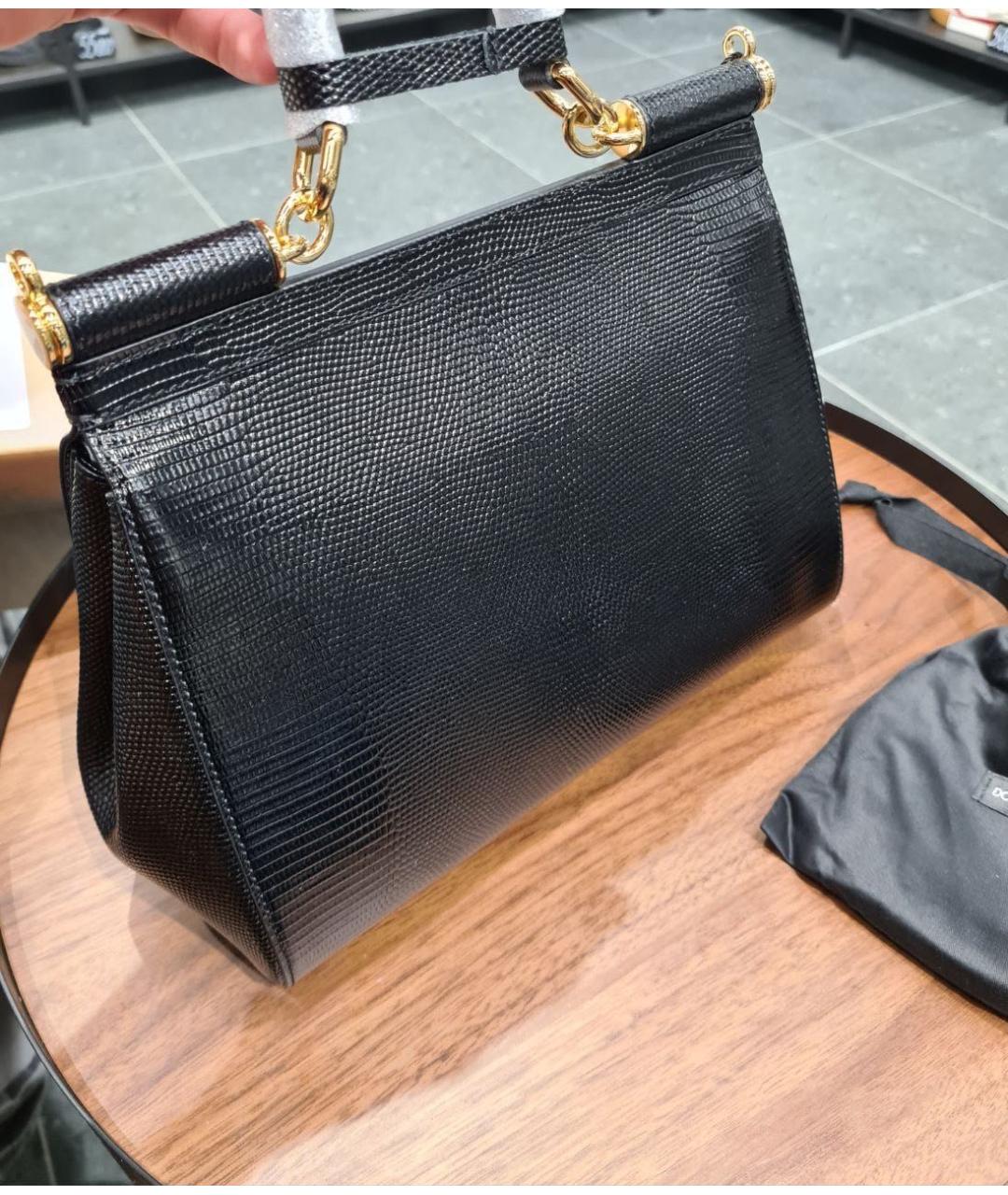 DOLCE&GABBANA Черная кожаная сумка с короткими ручками, фото 8