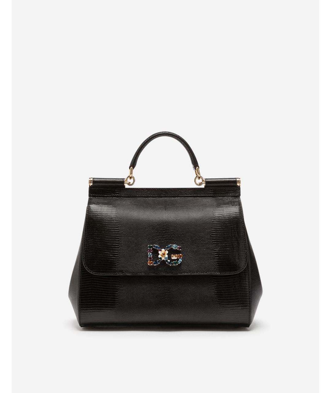 DOLCE&GABBANA Черная кожаная сумка с короткими ручками, фото 9