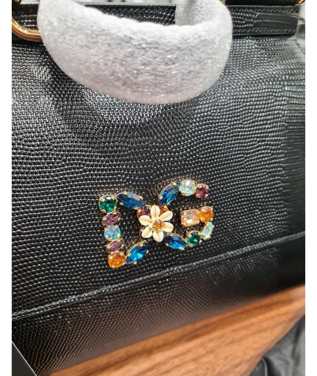 DOLCE&GABBANA Черная кожаная сумка с короткими ручками, фото 7