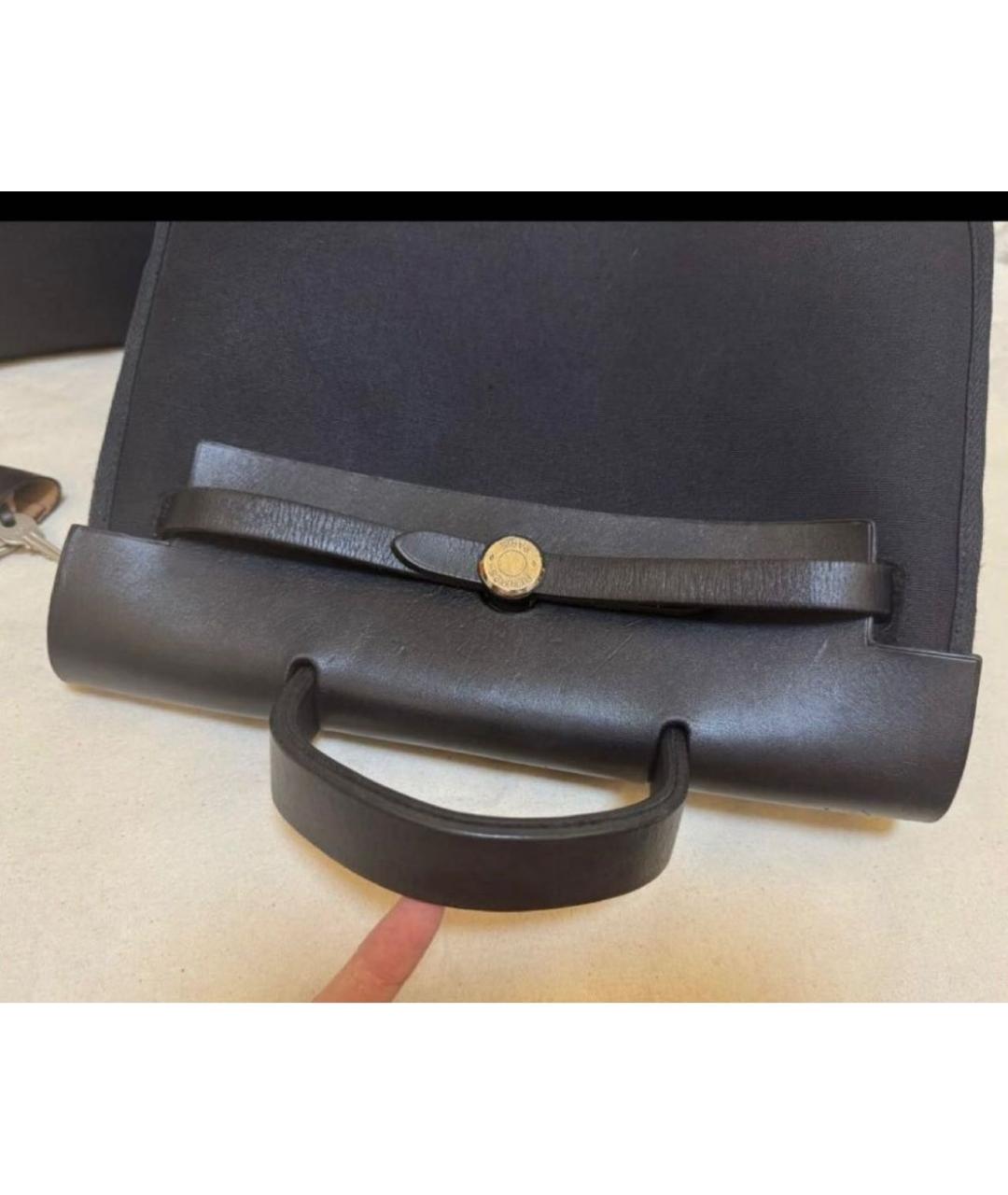 HERMES Черная сумка с короткими ручками, фото 5