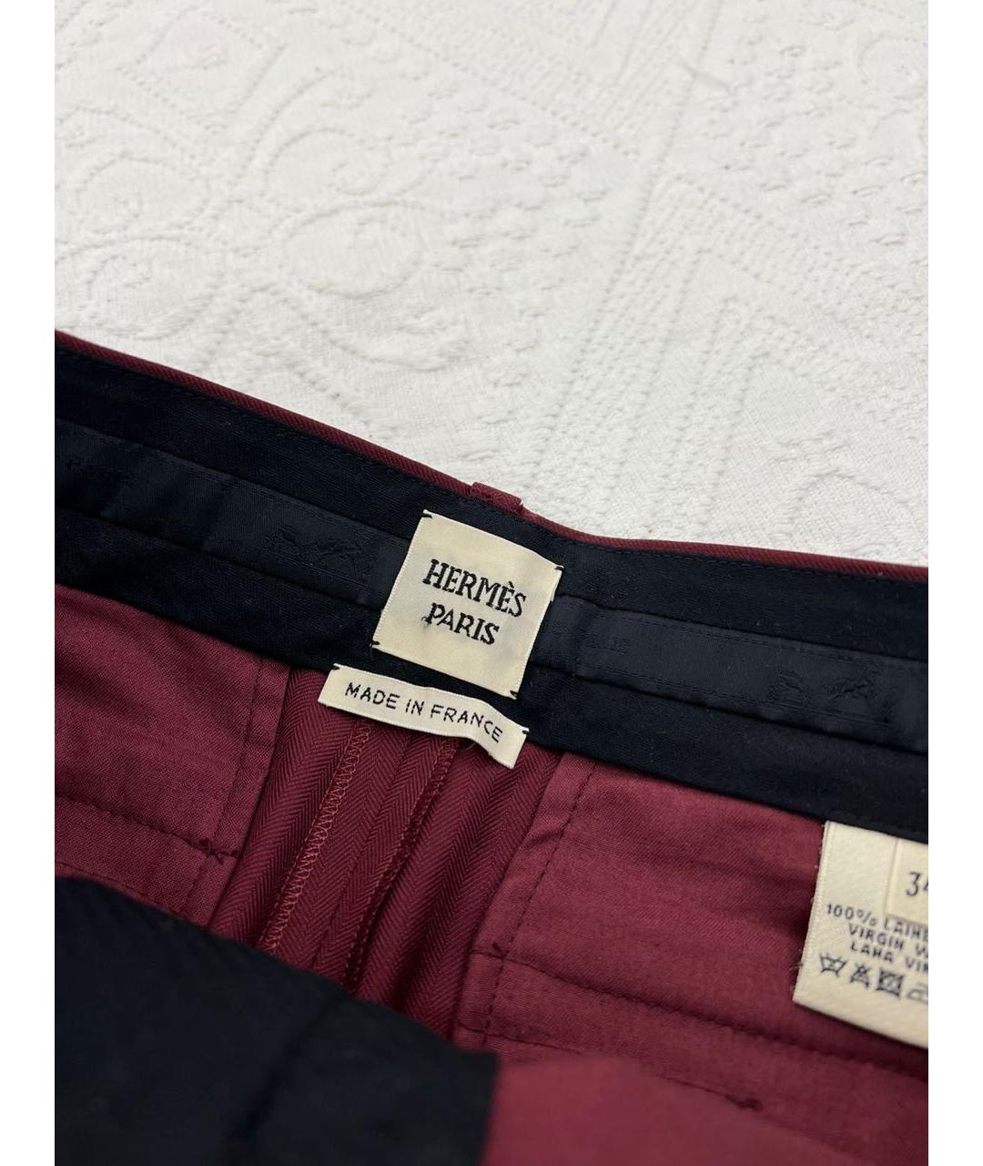 HERMES Бордовые брюки узкие, фото 3