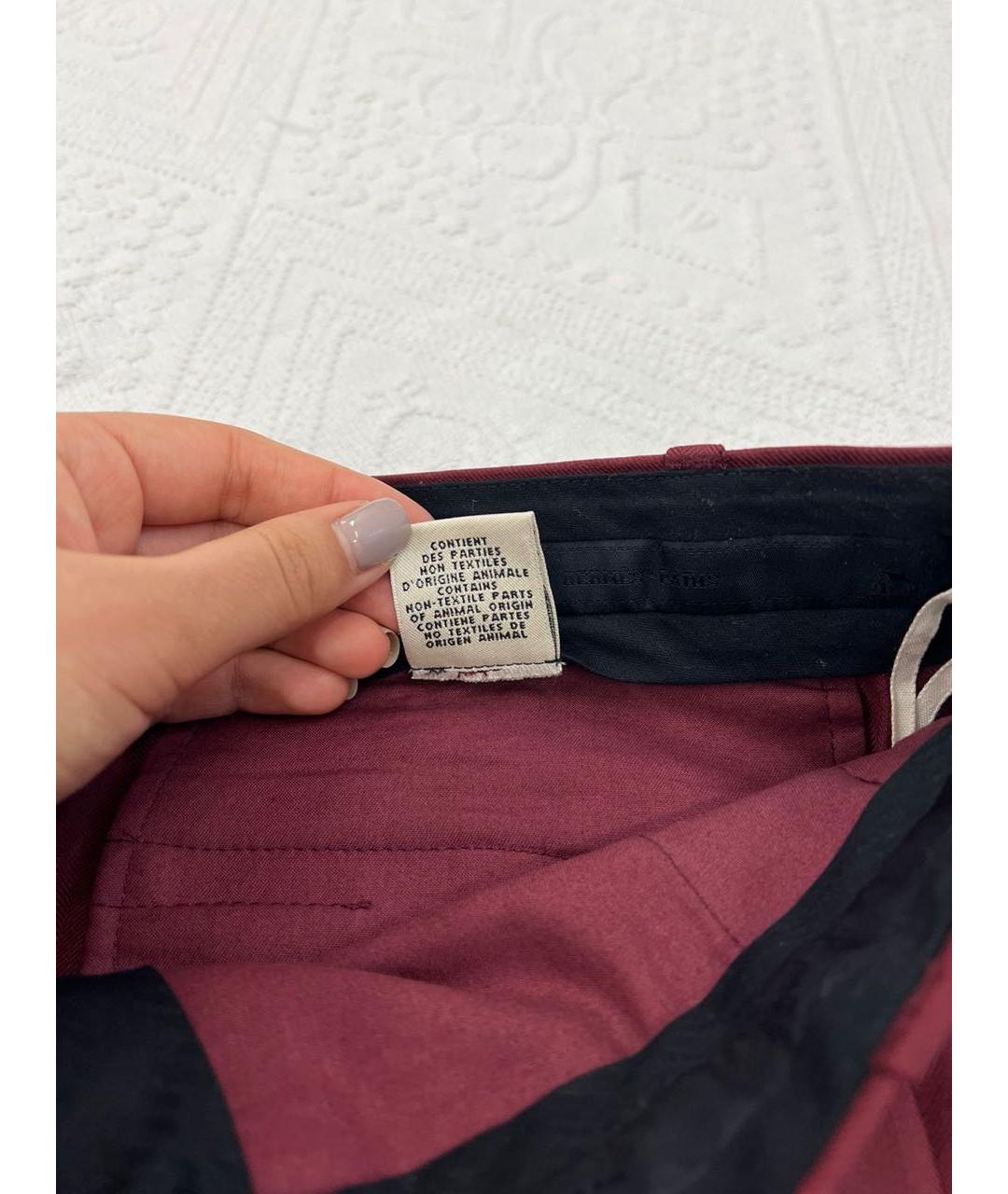 HERMES Бордовые брюки узкие, фото 8