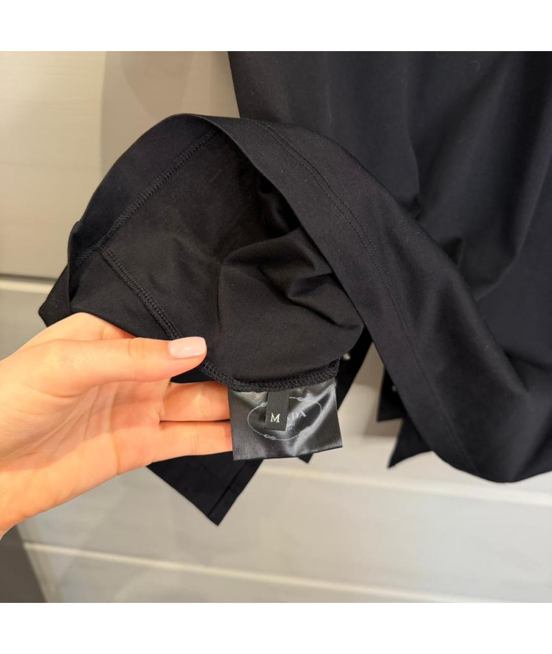 PRADA Черная хлопковая футболка, фото 3