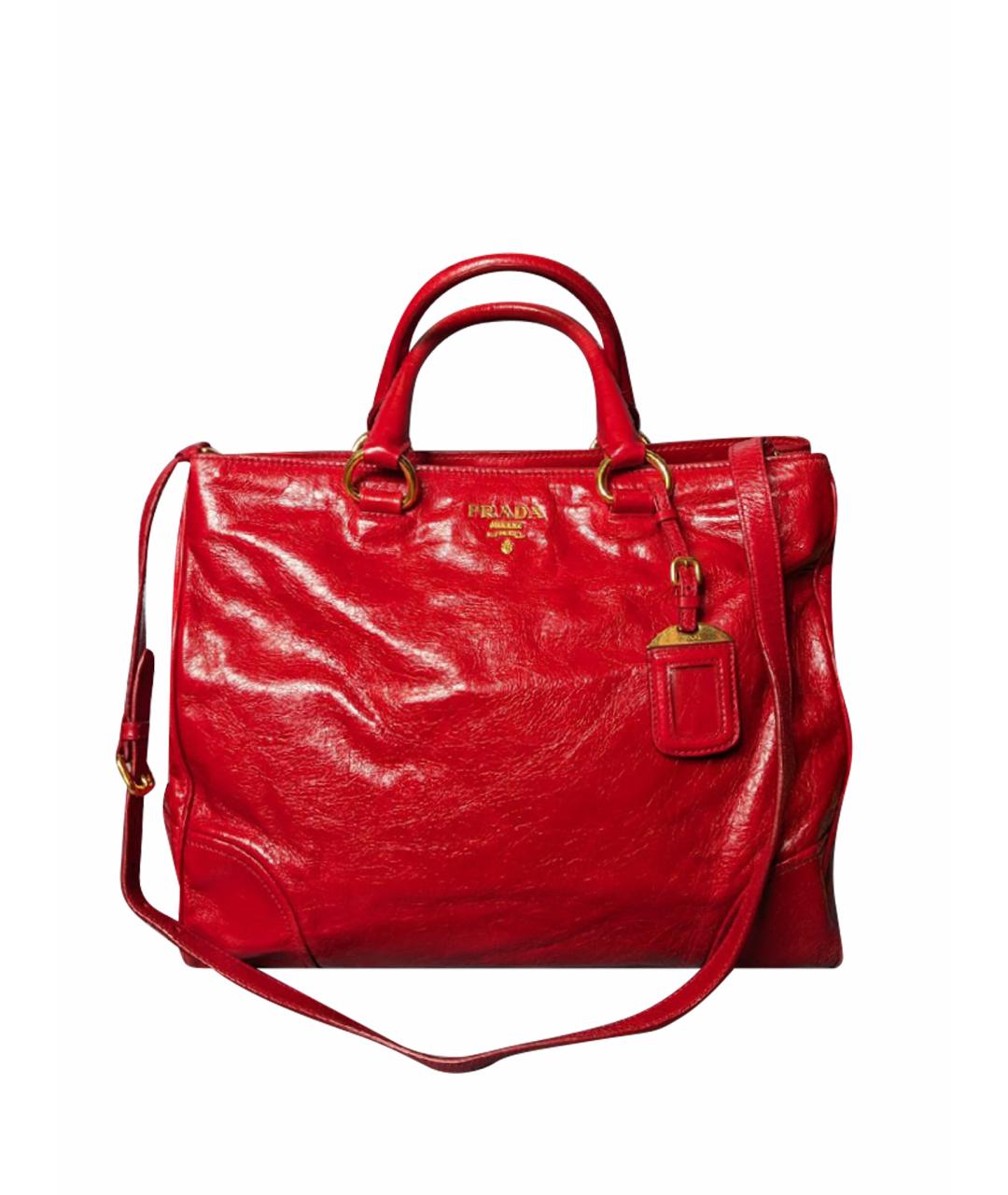 PRADA Красная сумка с короткими ручками из лакированной кожи, фото 1