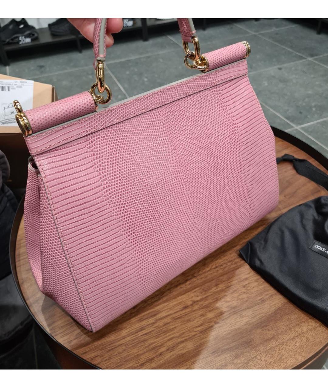 DOLCE&GABBANA Коралловая кожаная сумка с короткими ручками, фото 6