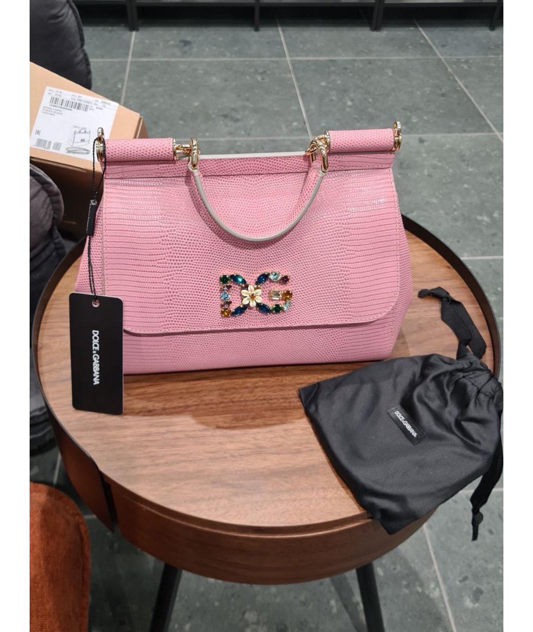 DOLCE&GABBANA Коралловая кожаная сумка с короткими ручками, фото 2