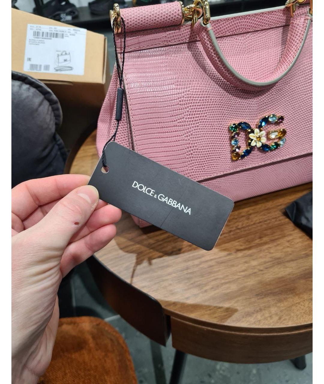 DOLCE&GABBANA Коралловая кожаная сумка с короткими ручками, фото 4