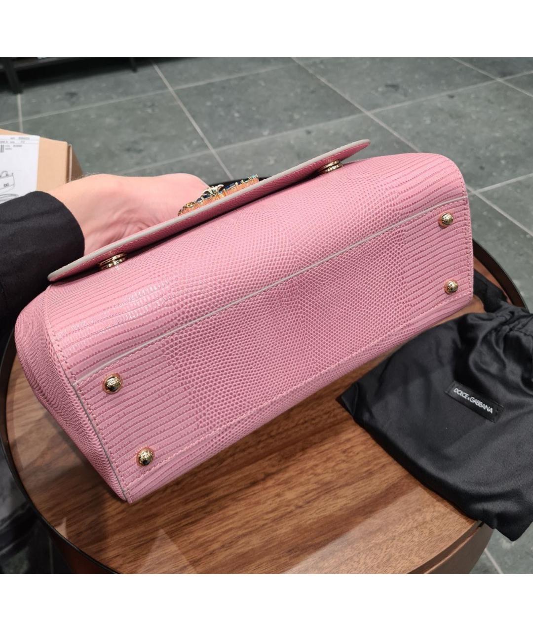DOLCE&GABBANA Коралловая кожаная сумка с короткими ручками, фото 7