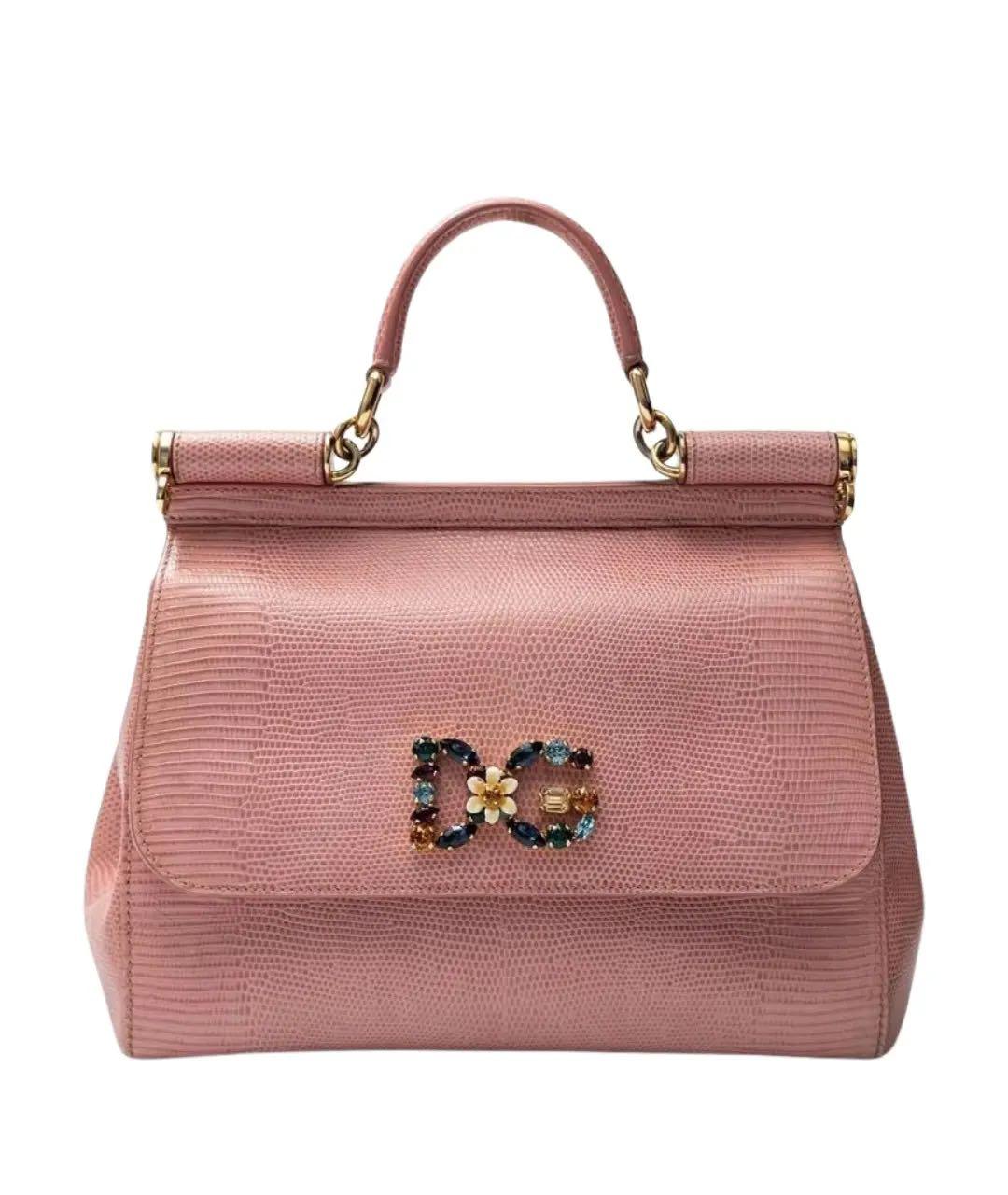 DOLCE&GABBANA Коралловая кожаная сумка с короткими ручками, фото 9