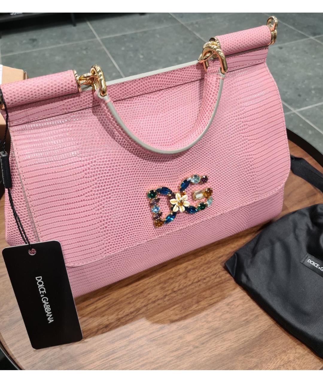 DOLCE&GABBANA Коралловая кожаная сумка с короткими ручками, фото 3