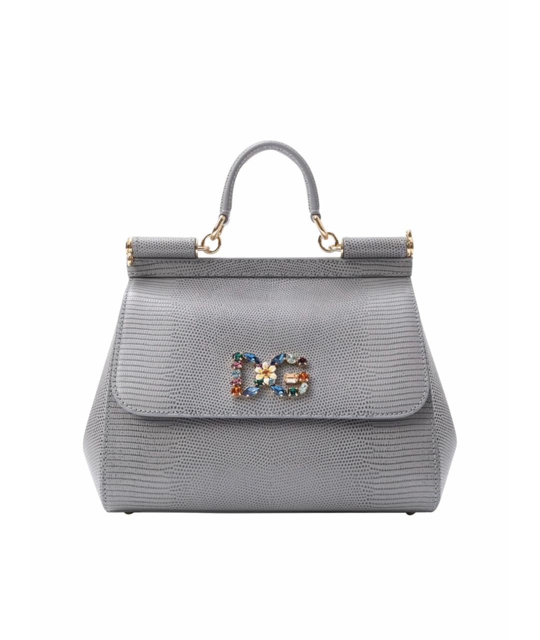 DOLCE&GABBANA Серая кожаная сумка с короткими ручками, фото 1