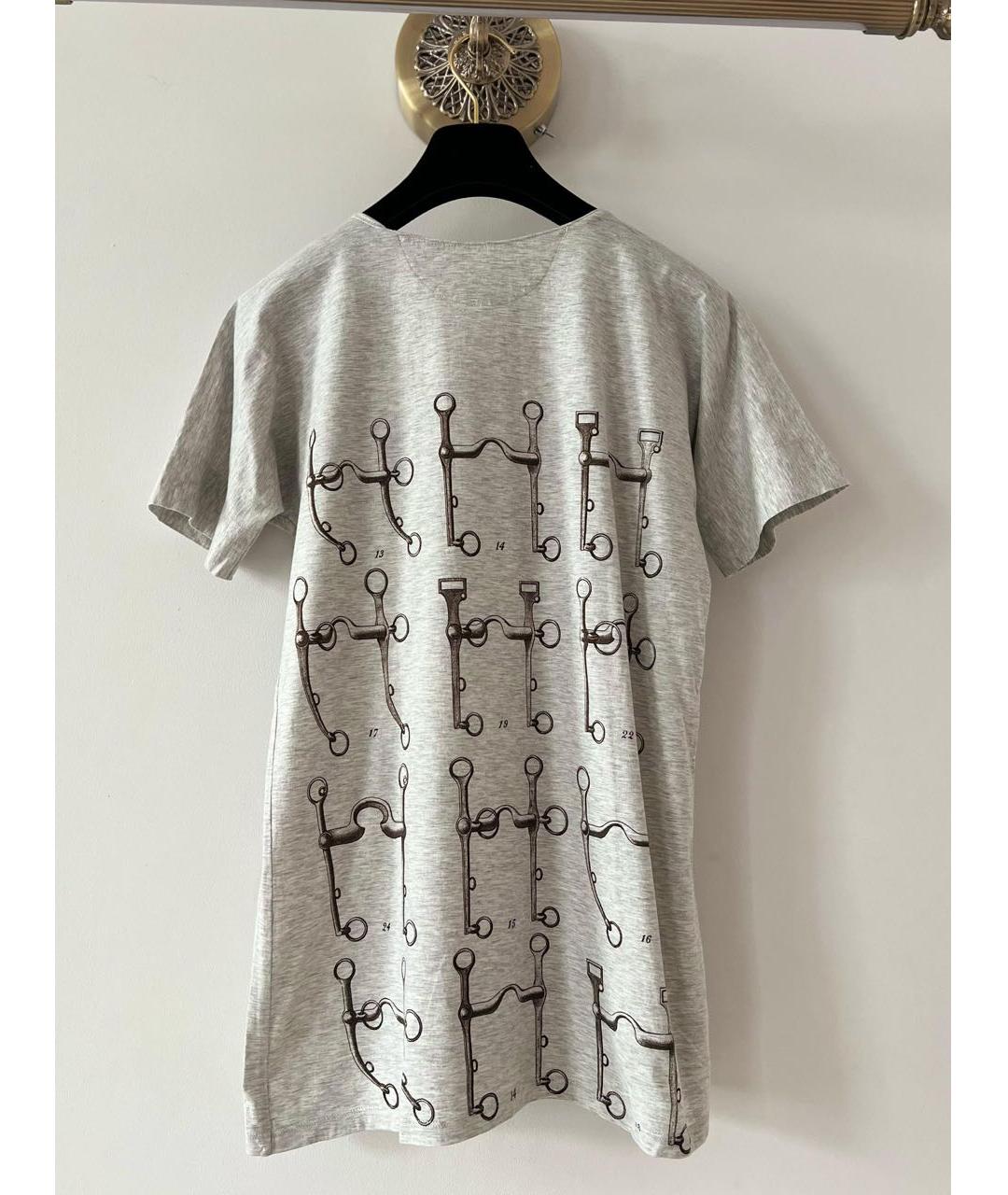 HERMES Серая хлопковая футболка, фото 2
