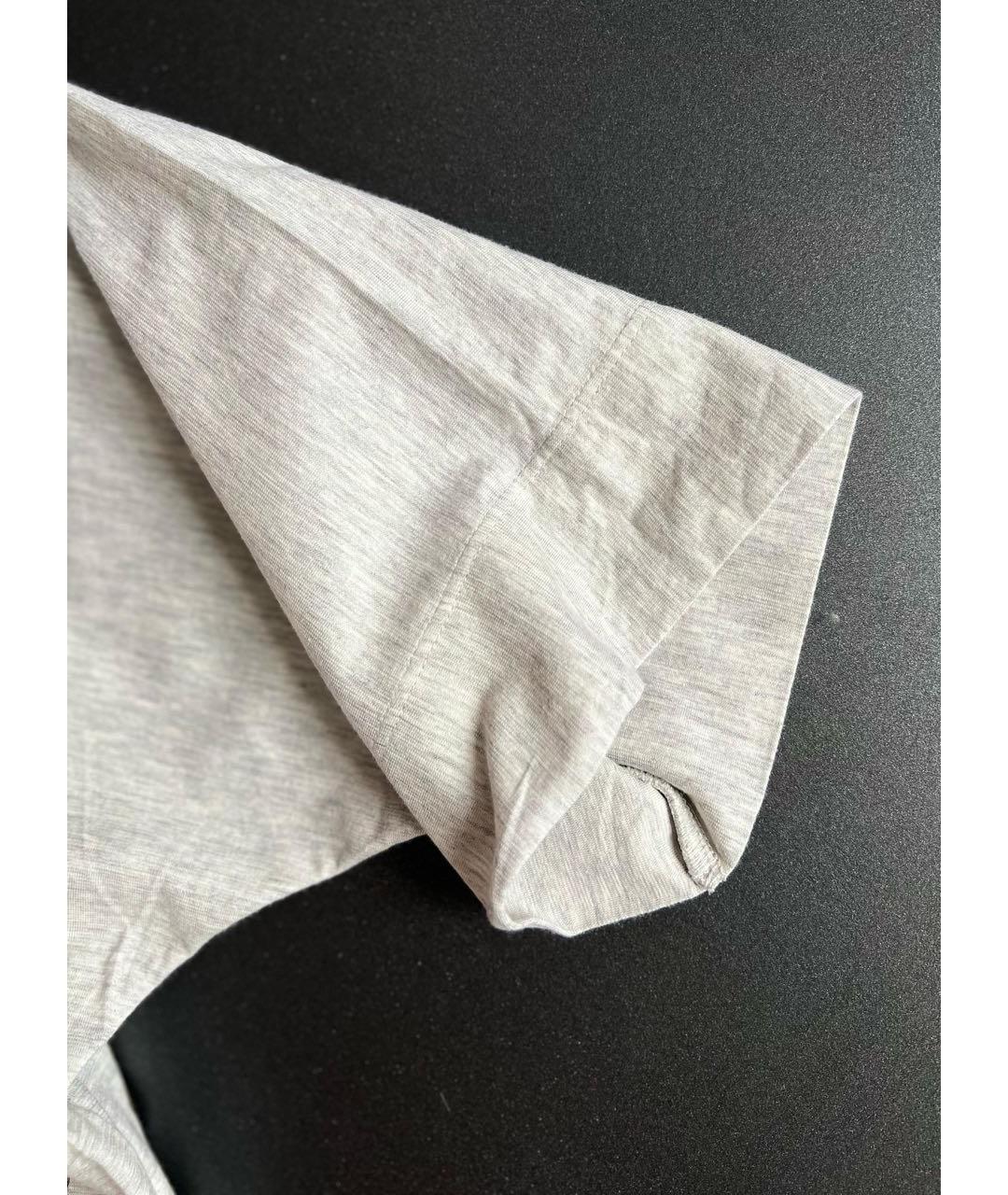 HERMES Серая хлопковая футболка, фото 5