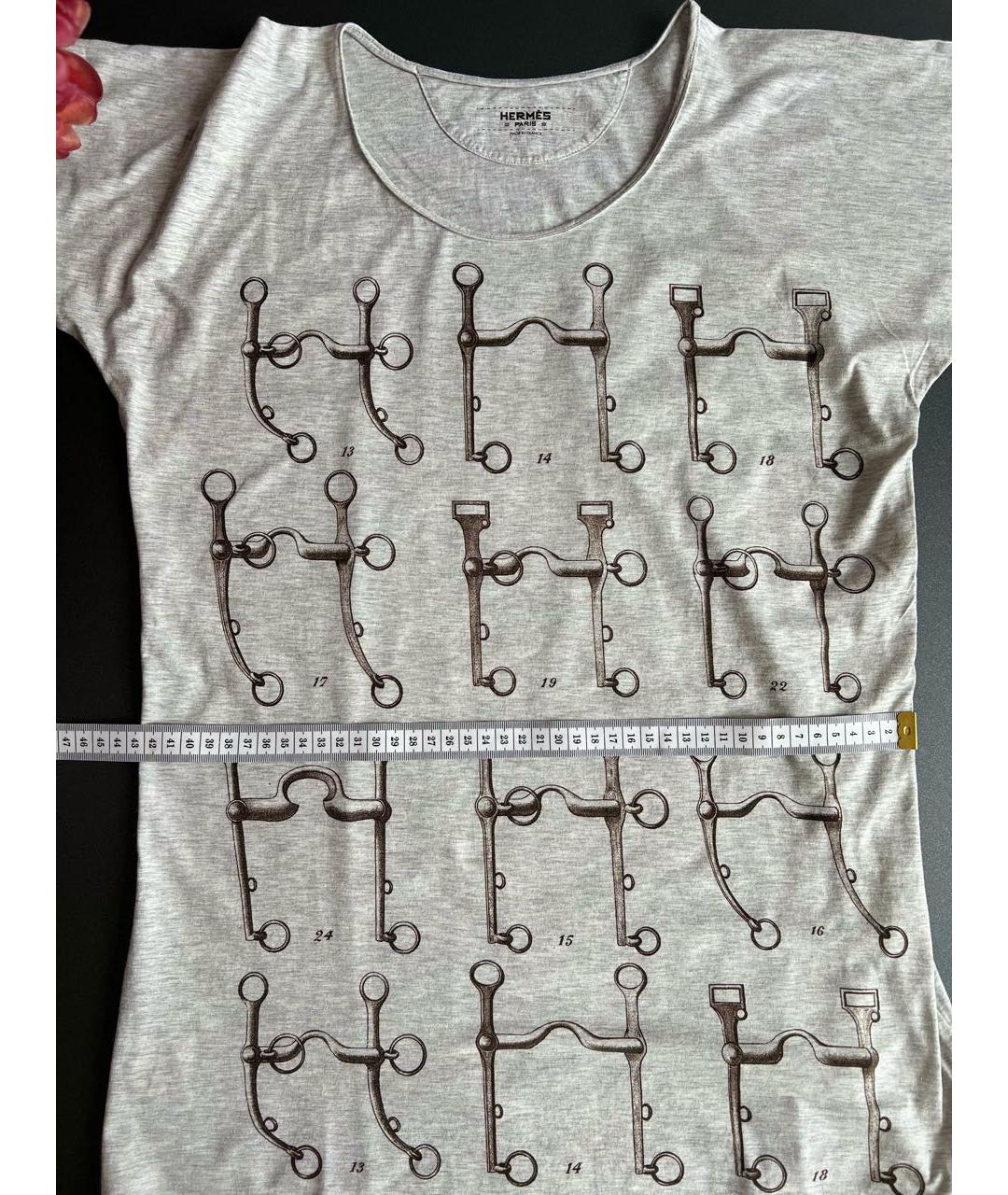 HERMES Серая хлопковая футболка, фото 6
