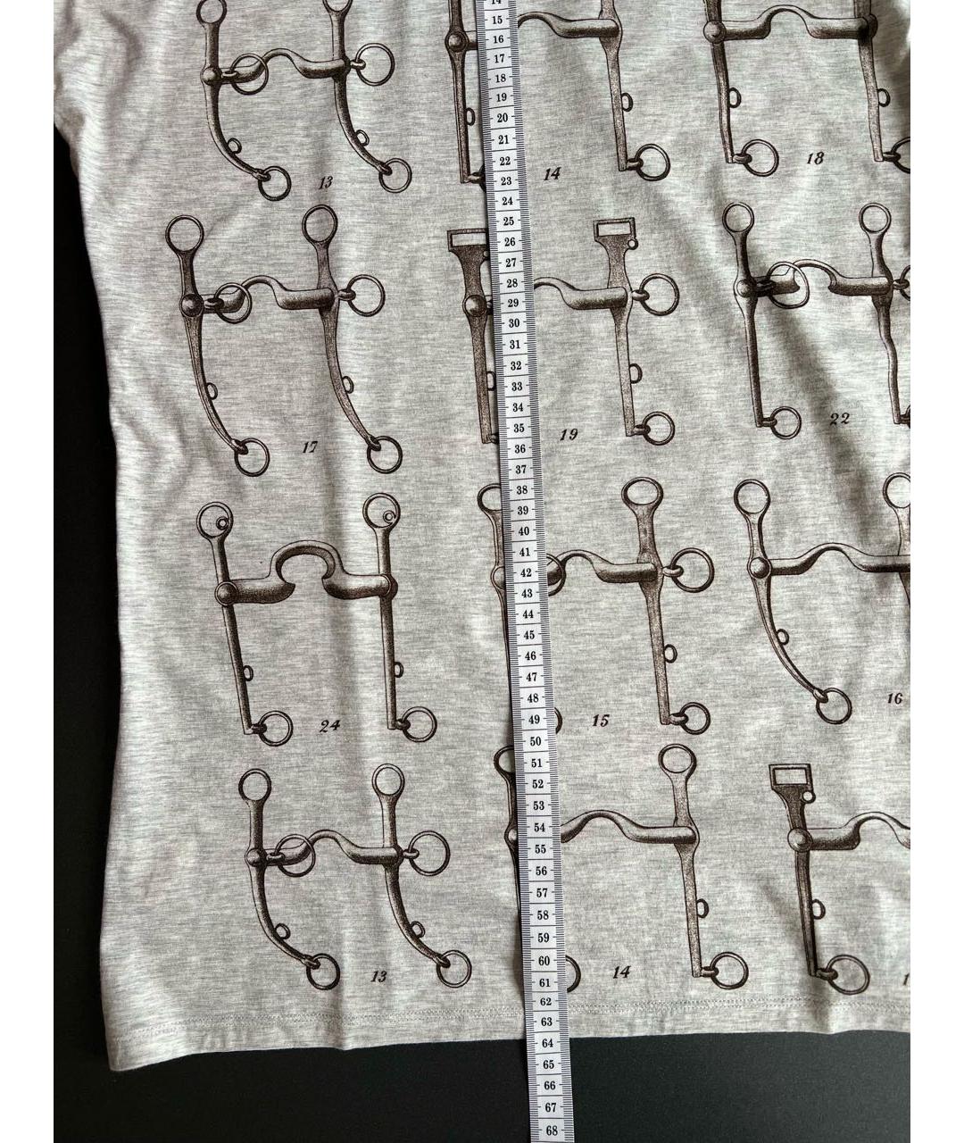 HERMES Серая хлопковая футболка, фото 7