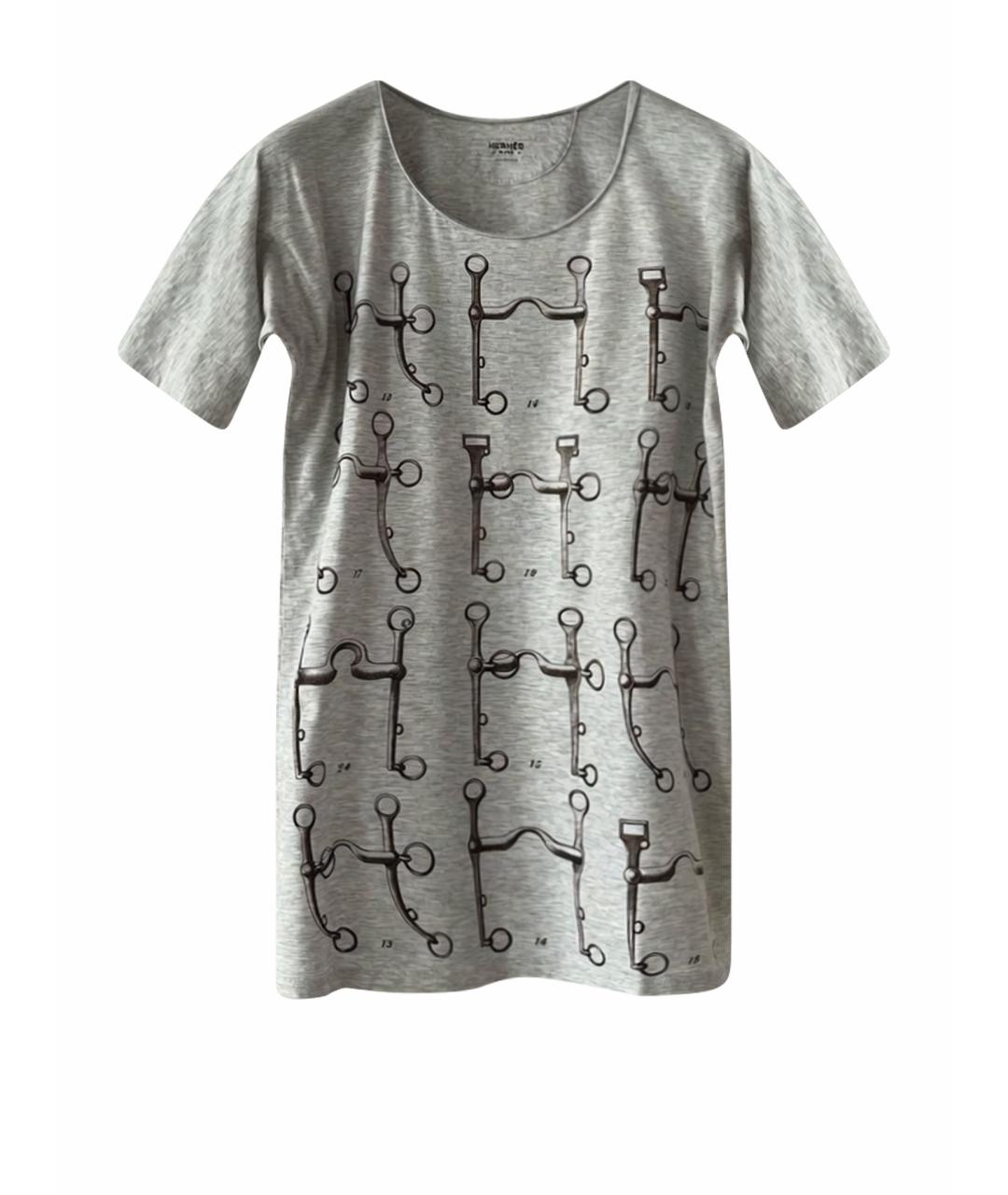 HERMES Серая хлопковая футболка, фото 1