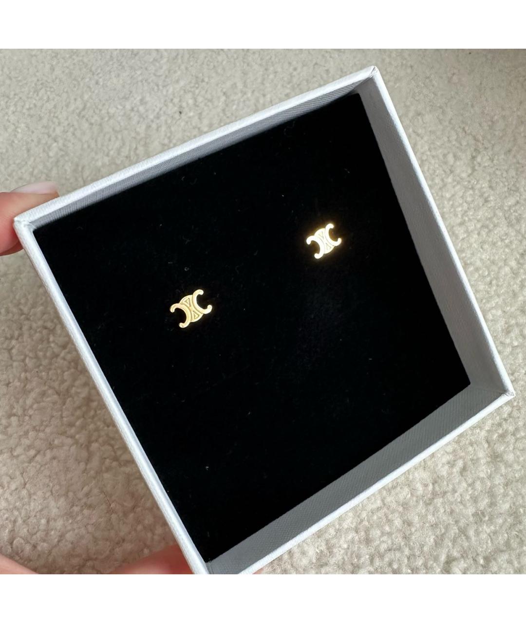 CELINE Золотые латунные серьги, фото 6