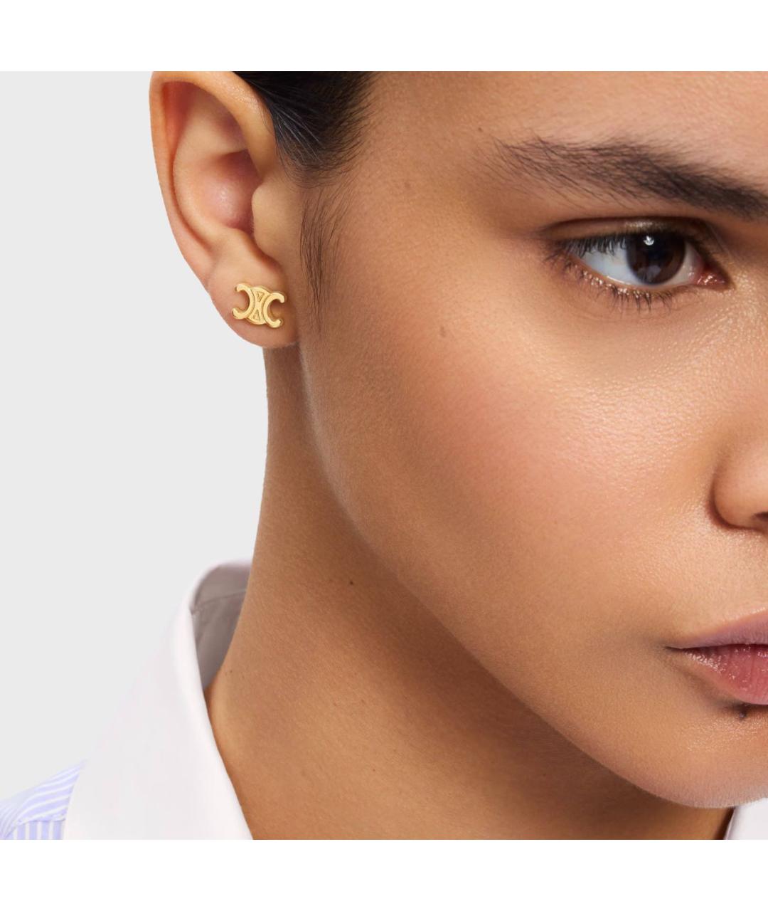 CELINE Золотые латунные серьги, фото 4