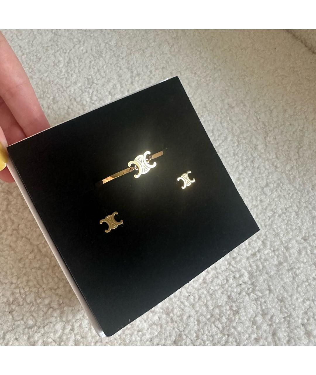 CELINE Золотые латунные серьги, фото 8