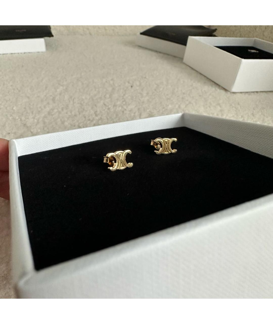 CELINE Золотые латунные серьги, фото 3