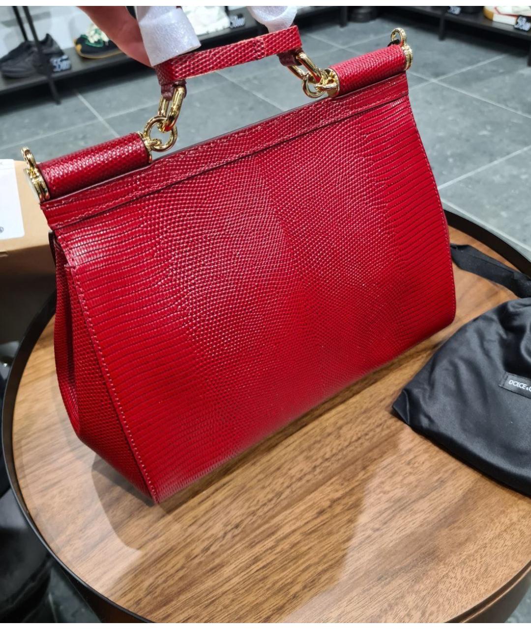 DOLCE&GABBANA Красная кожаная сумка с короткими ручками, фото 6