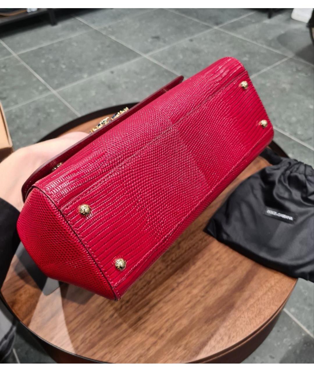DOLCE&GABBANA Красная кожаная сумка с короткими ручками, фото 7