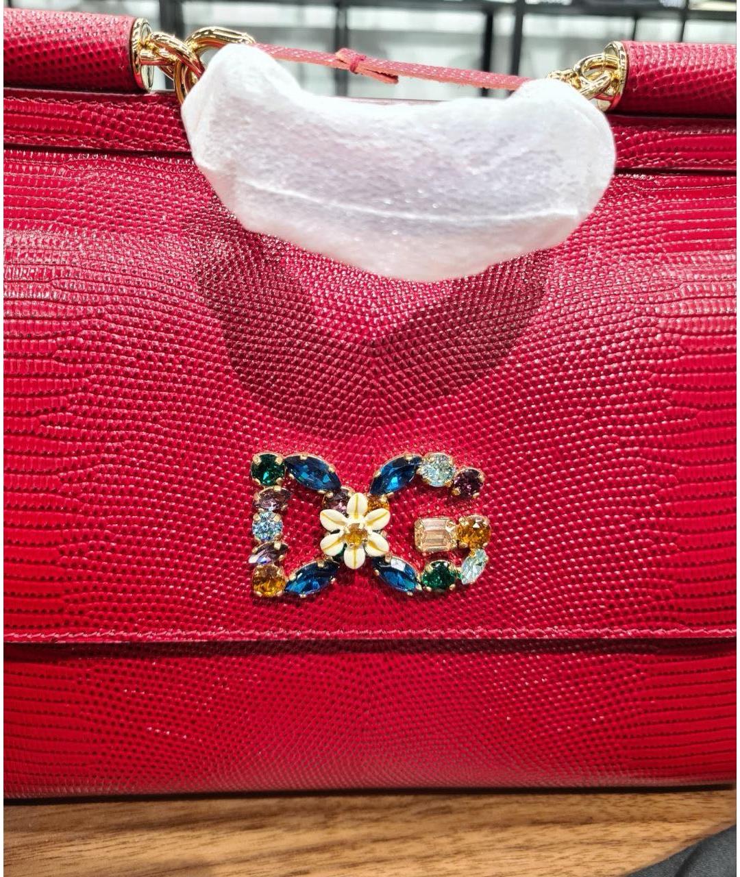 DOLCE&GABBANA Красная кожаная сумка с короткими ручками, фото 8