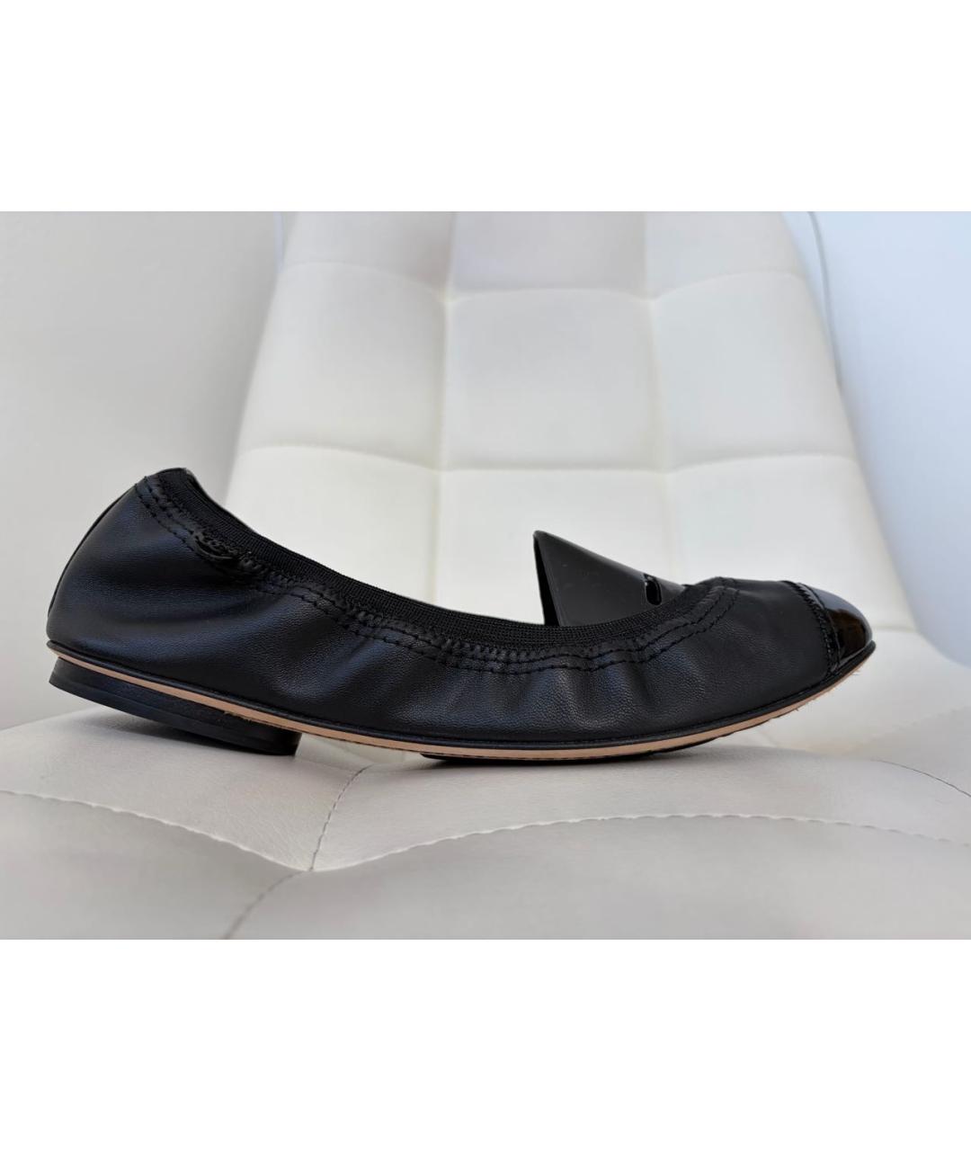 CHANEL Черные кожаные балетки, фото 9