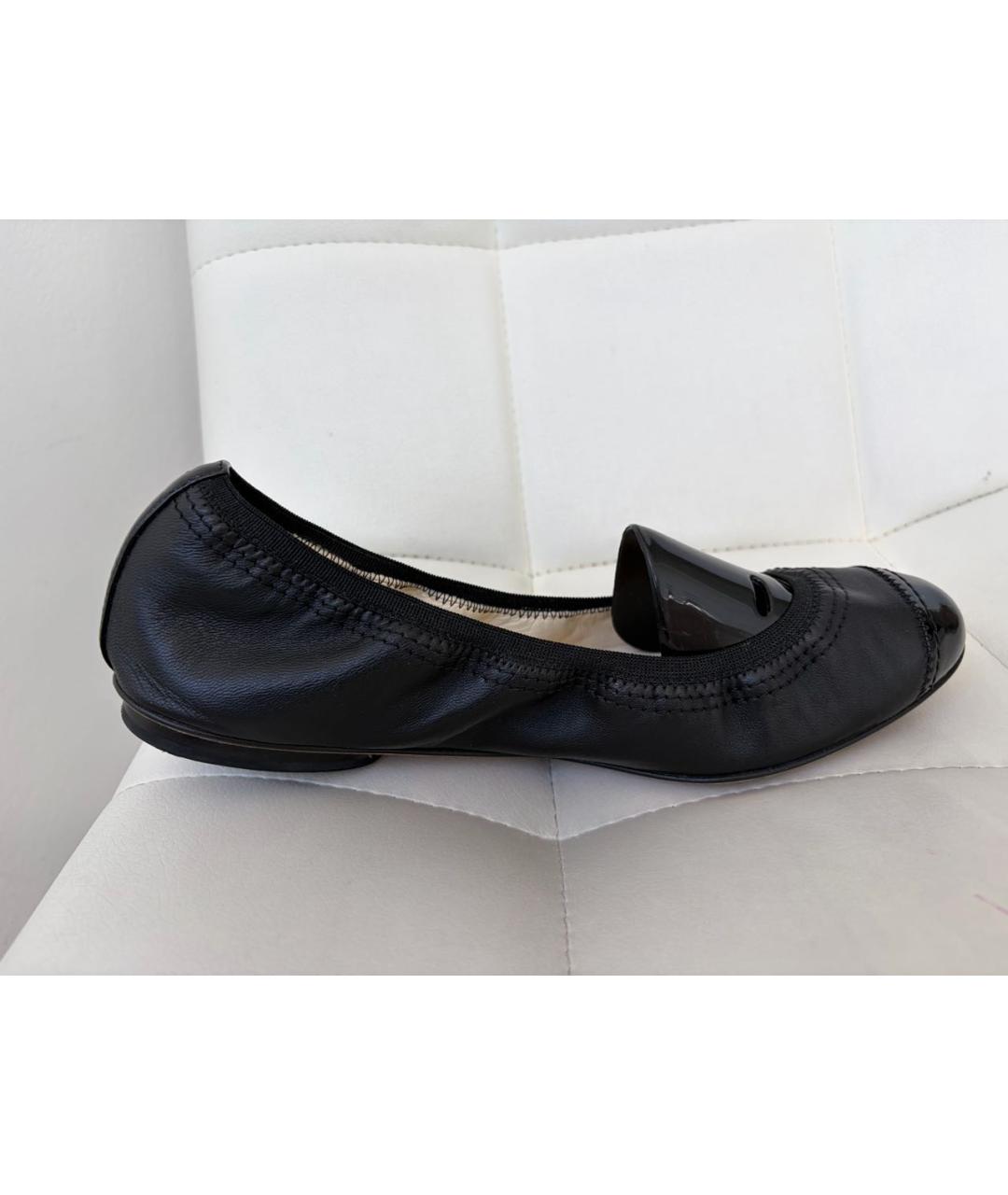 CHANEL Черные кожаные балетки, фото 5