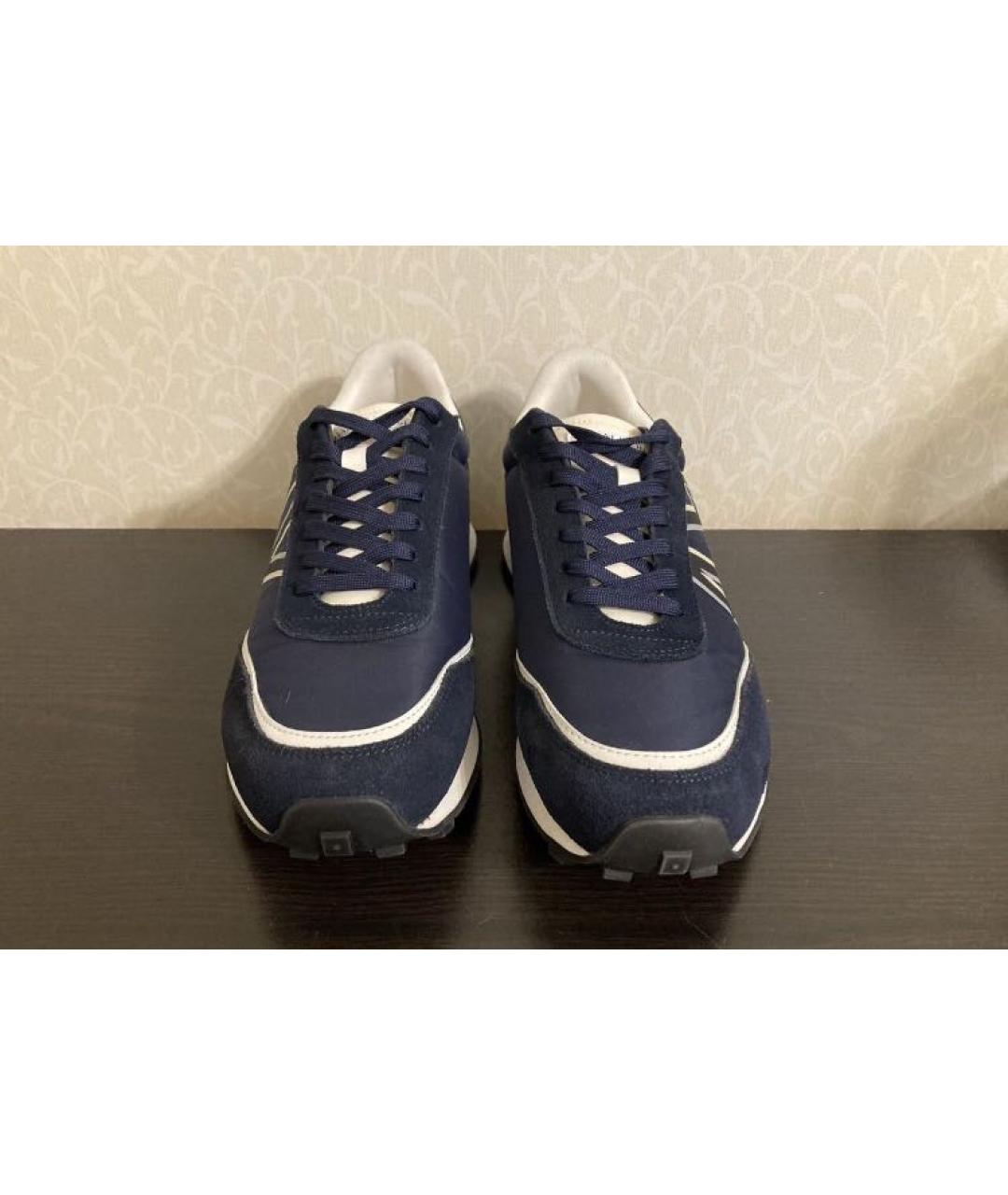 ARMANI EXCHANGE Темно-синие кожаные низкие кроссовки / кеды, фото 2