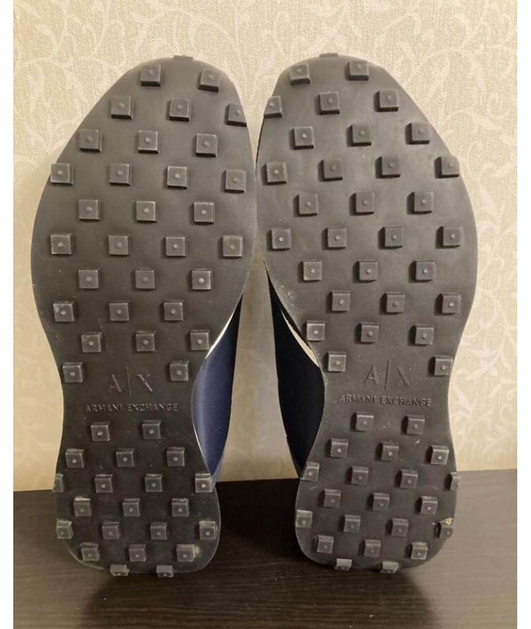 ARMANI EXCHANGE Темно-синие кожаные низкие кроссовки / кеды, фото 5