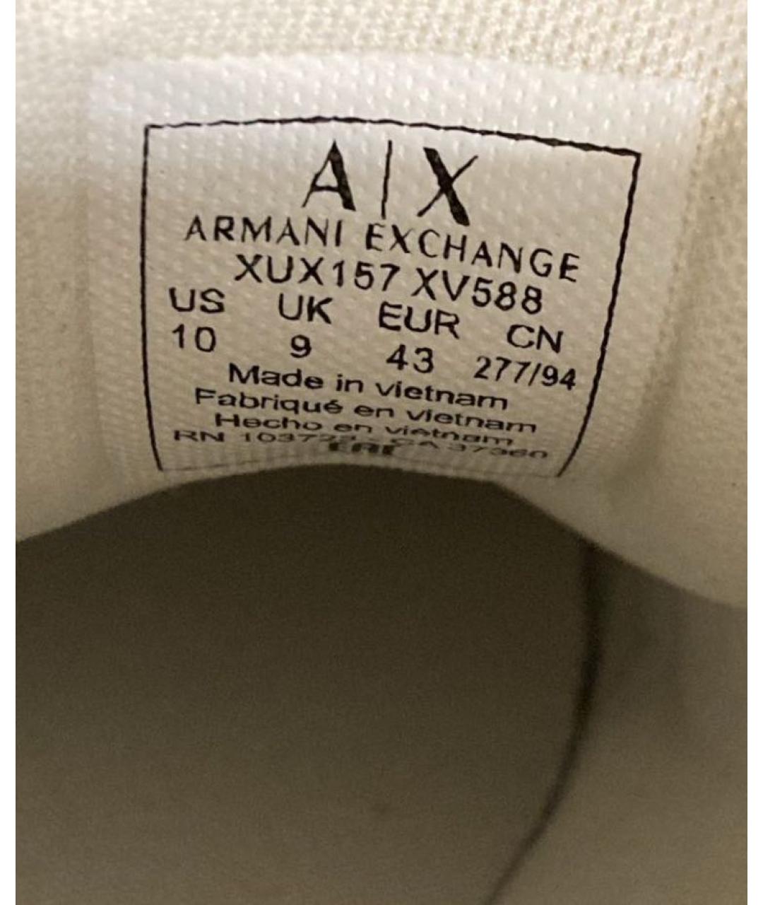 ARMANI EXCHANGE Темно-синие кожаные низкие кроссовки / кеды, фото 6