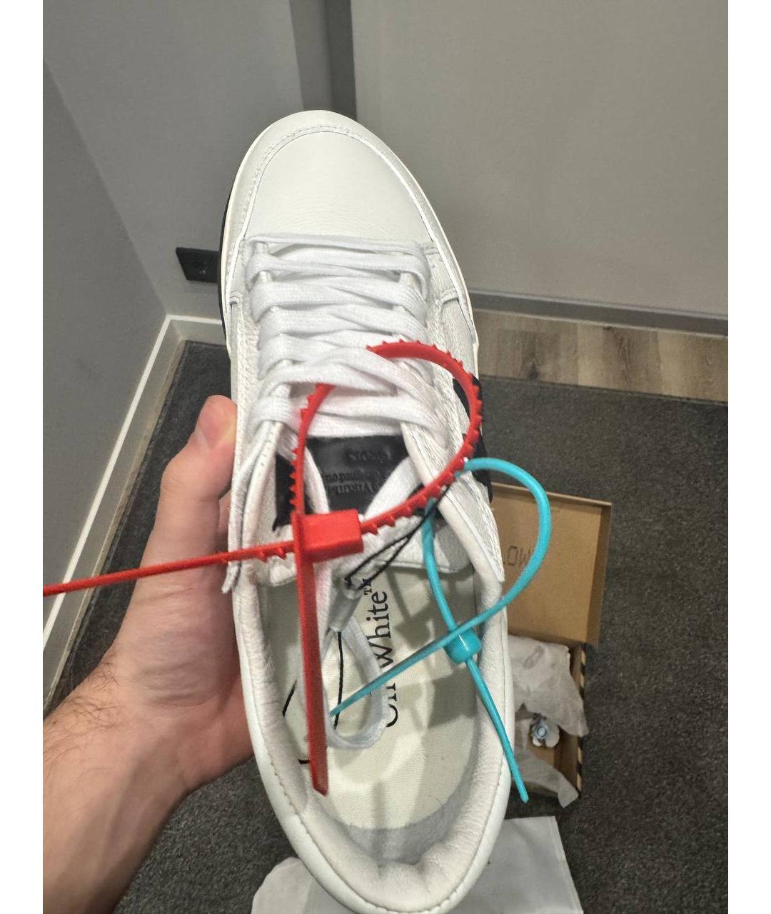 OFF-WHITE Белые кожаные низкие кроссовки / кеды, фото 4