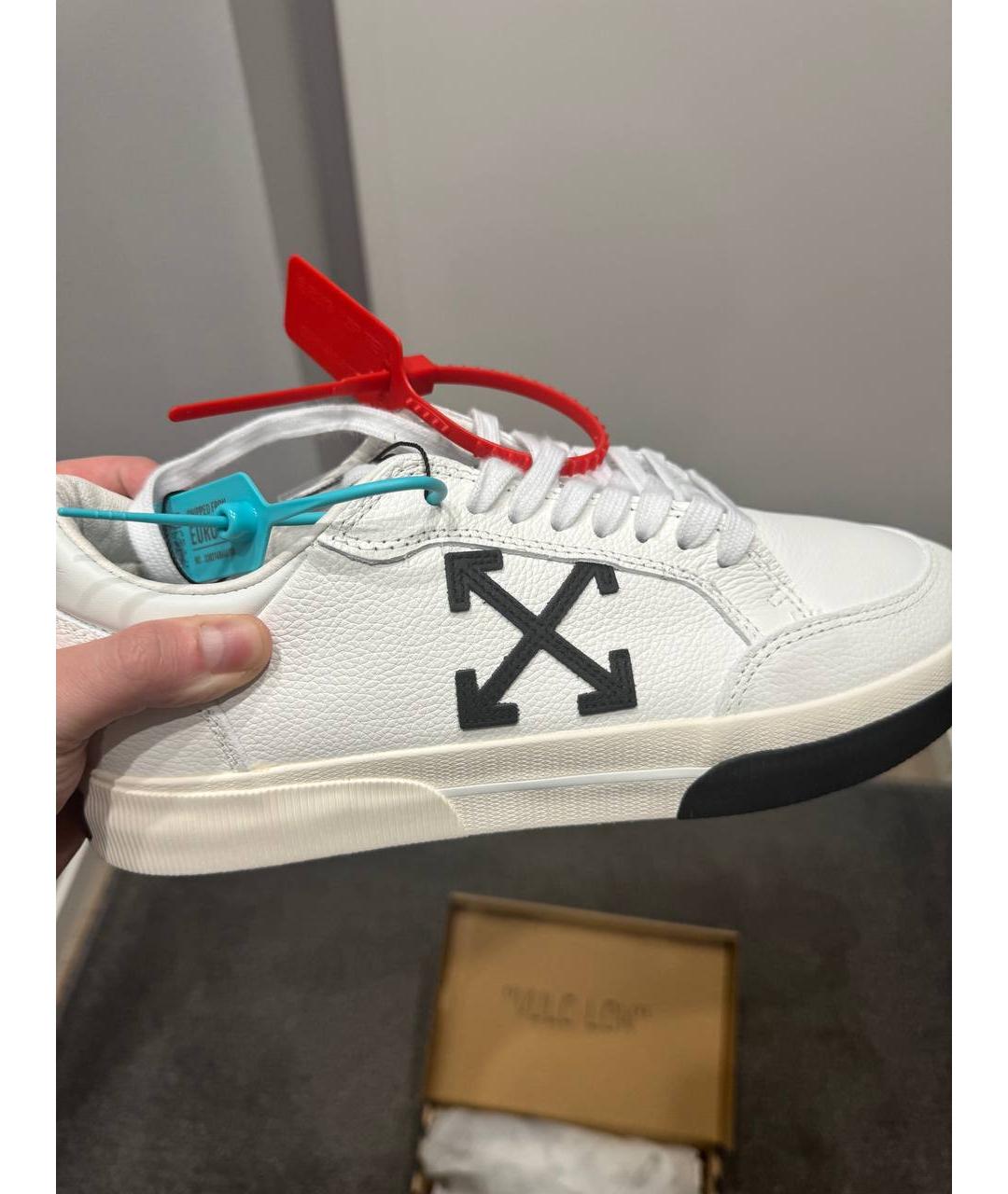 OFF-WHITE Белые кожаные низкие кроссовки / кеды, фото 2