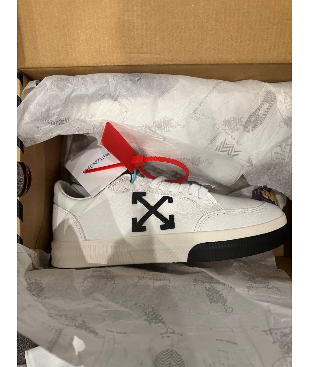 OFF-WHITE Белые кожаные низкие кроссовки / кеды, фото 9