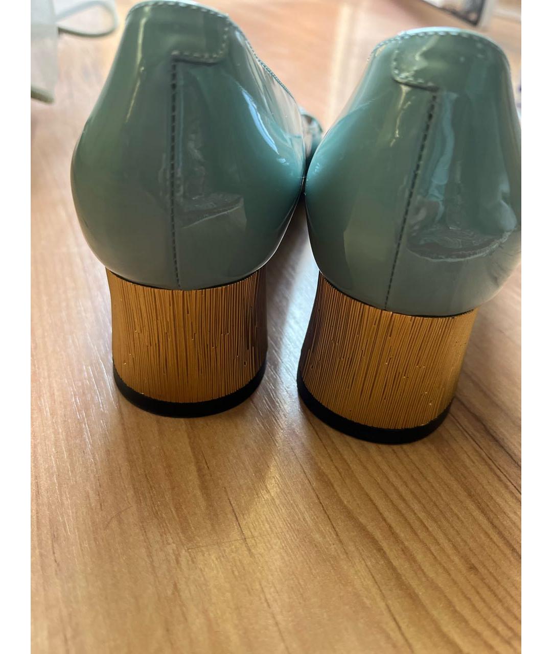 GUCCI Голубые туфли из лакированной кожи, фото 4