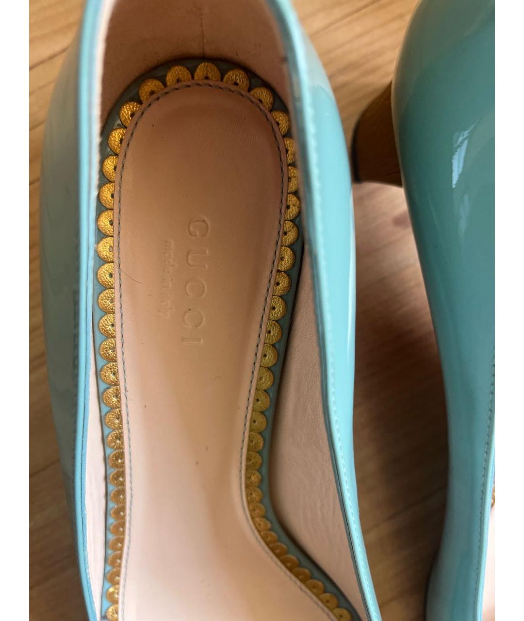 GUCCI Голубые туфли из лакированной кожи, фото 3