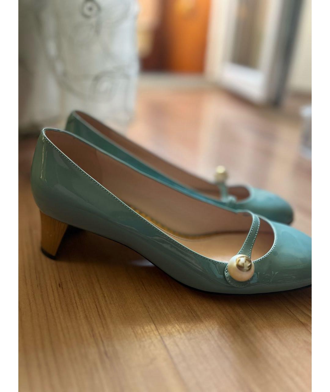 GUCCI Голубые туфли из лакированной кожи, фото 5