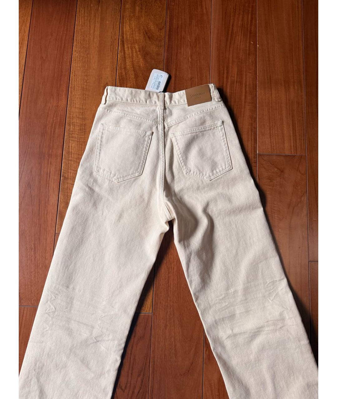 SAINT LAURENT Бежевые хлопковые прямые джинсы, фото 2