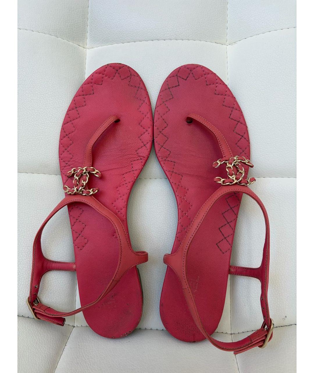 CHANEL Розовые кожаные сандалии, фото 2