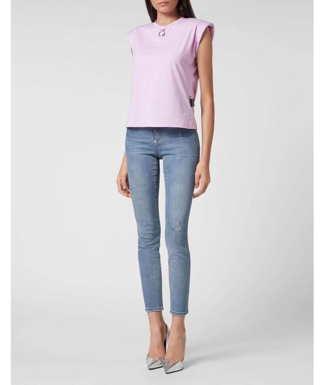 PHILIPP PLEIN Розовая хлопковая футболка, фото 5