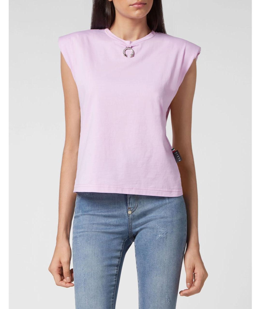 PHILIPP PLEIN Розовая хлопковая футболка, фото 2