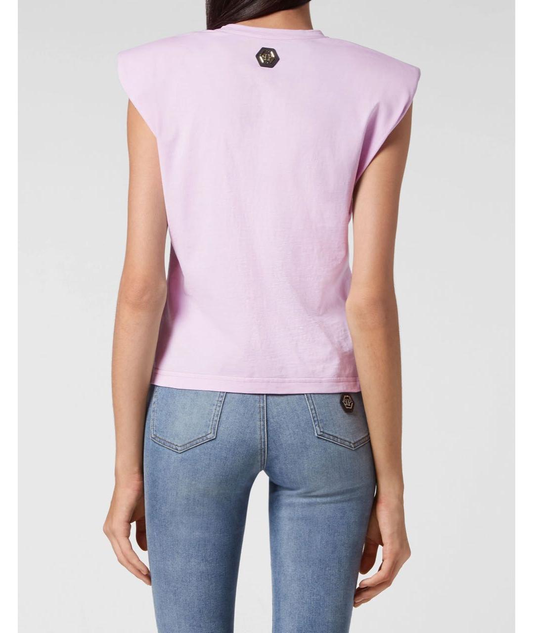 PHILIPP PLEIN Розовая хлопковая футболка, фото 3