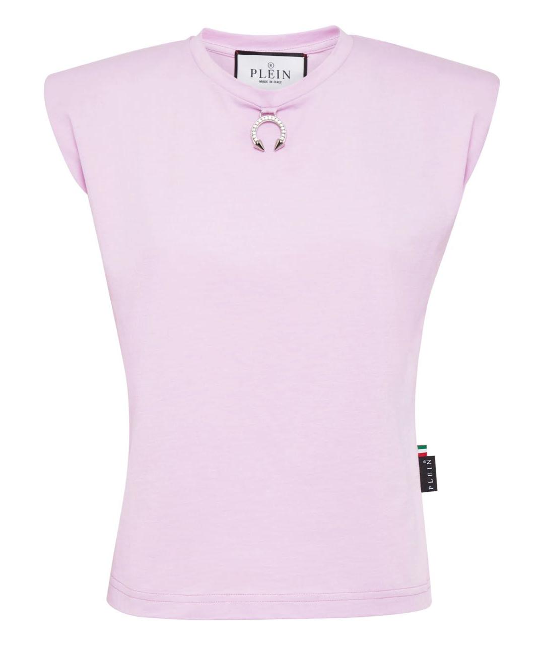 PHILIPP PLEIN Розовая хлопковая футболка, фото 1