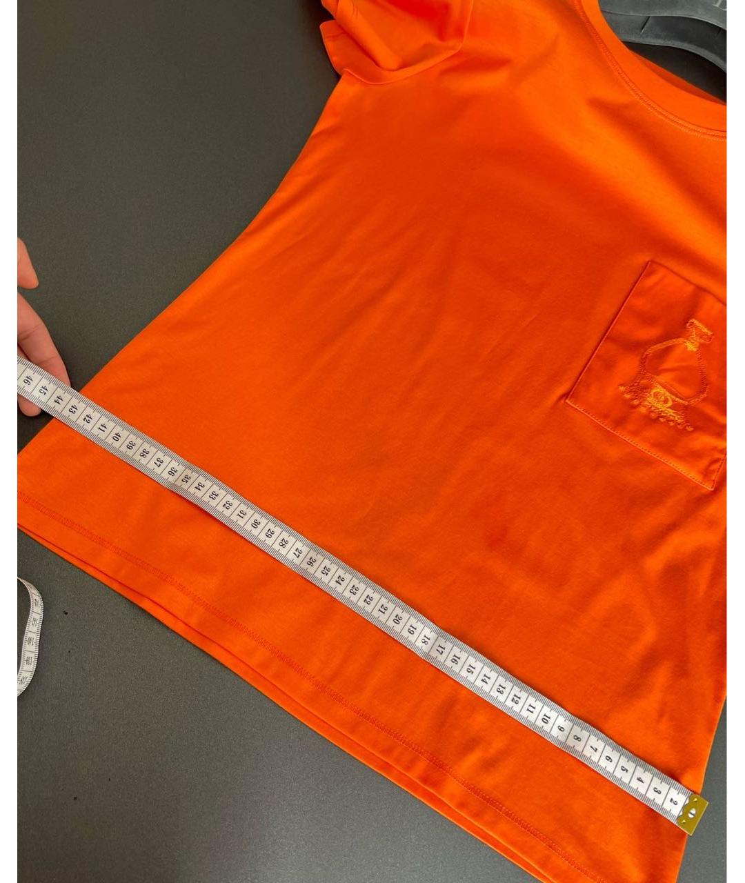 HERMES Оранжевая хлопковая футболка, фото 8