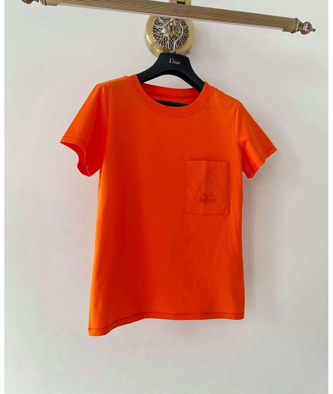 HERMES Оранжевая хлопковая футболка, фото 9